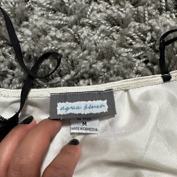 Vintage Aqua Blue Y2K Lace Satin cami Size M - Picture 2 of 3